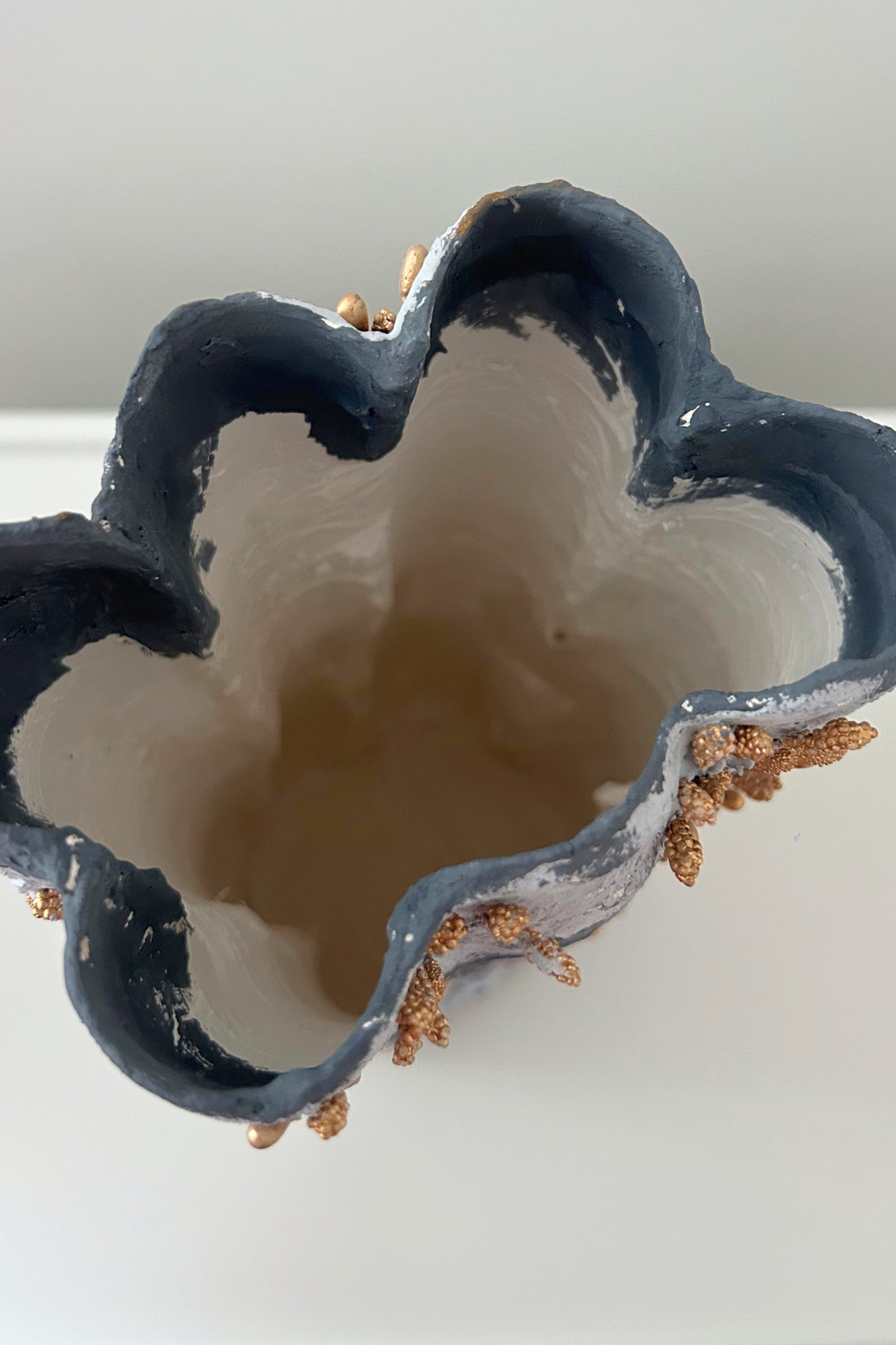 View from the top showing the organic interior shape of the vase with natural rim.